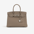 Taupe Grained Leather Handbag for Women | Soft-Structured City Tote