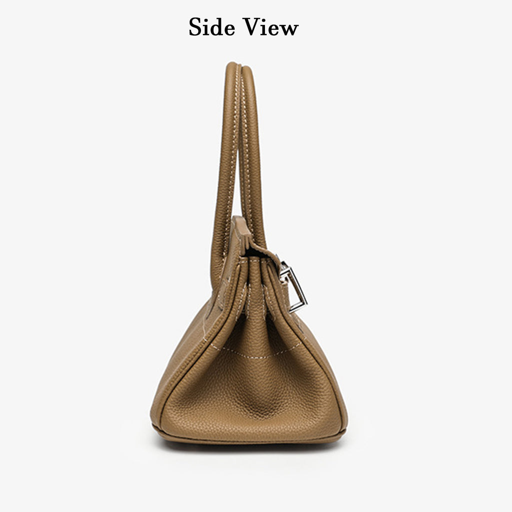 Camel Brown Leather Handbag for Women | Chic Day Top Handle Tote