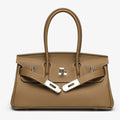 Camel Brown Leather Handbag for Women | Chic Day Top Handle Tote