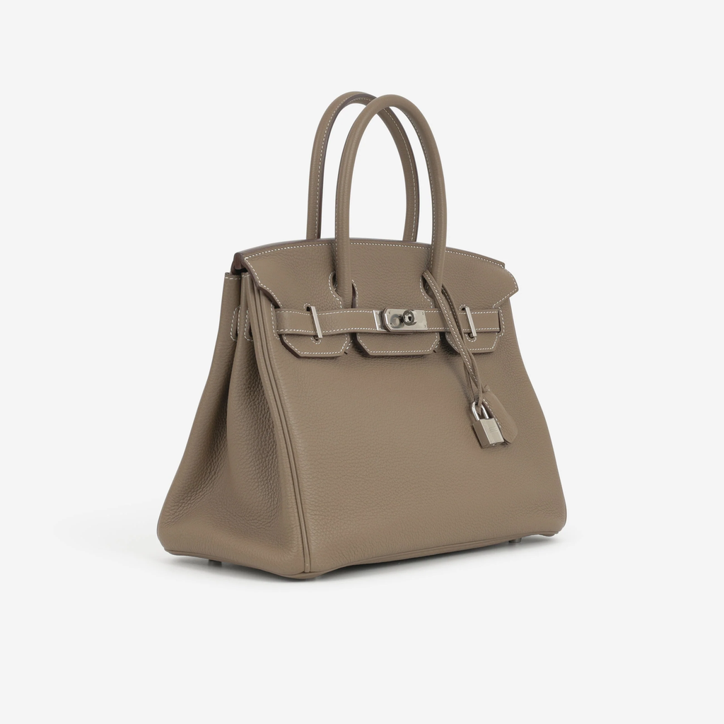 Taupe Grained Leather Handbag for Women | Soft-Structured City Tote