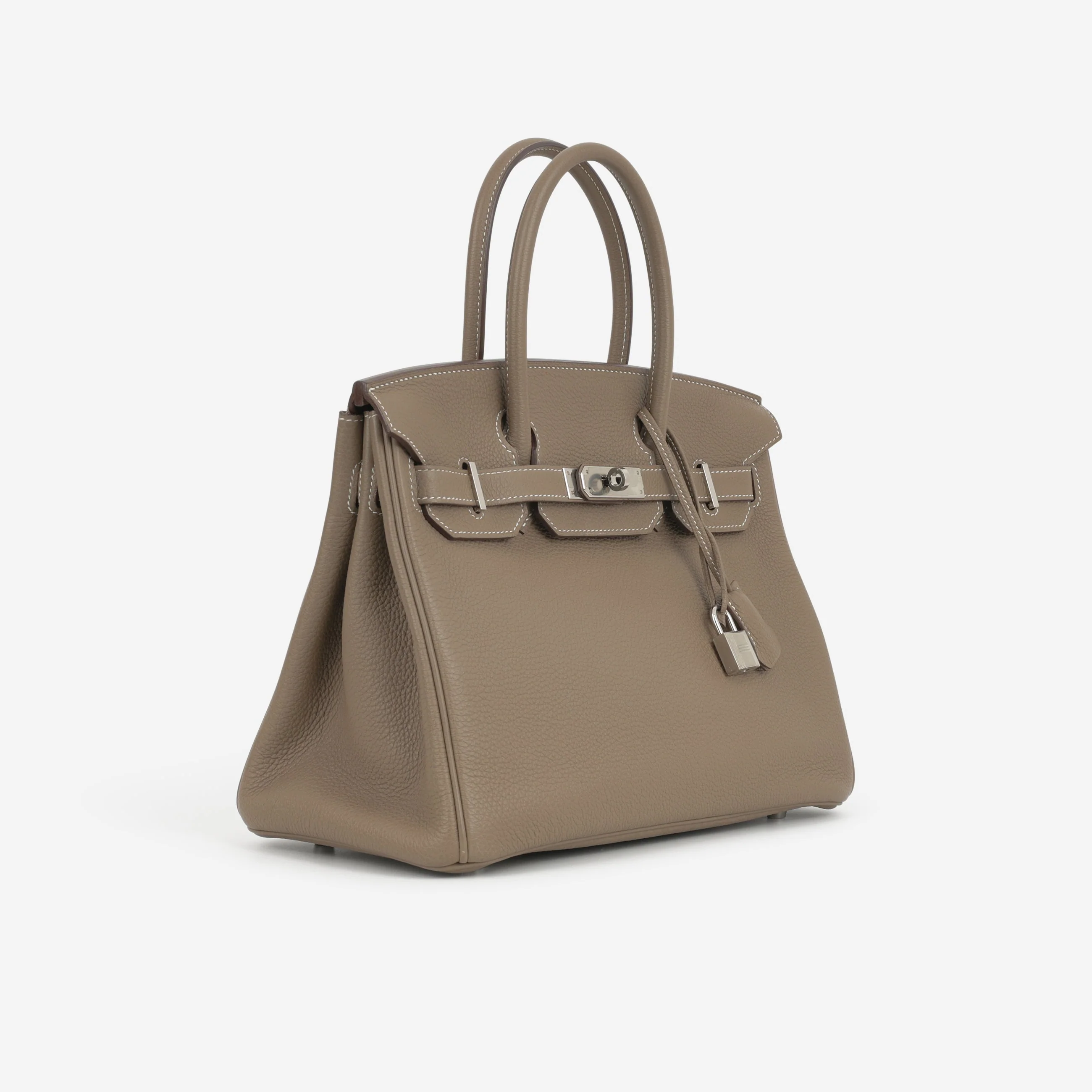 Taupe Grained Leather Handbag for Women | Soft-Structured City Tote