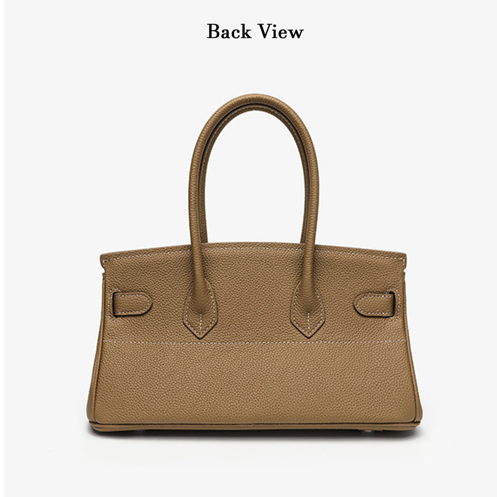Camel Brown Leather Handbag for Women | Chic Day Top Handle Tote