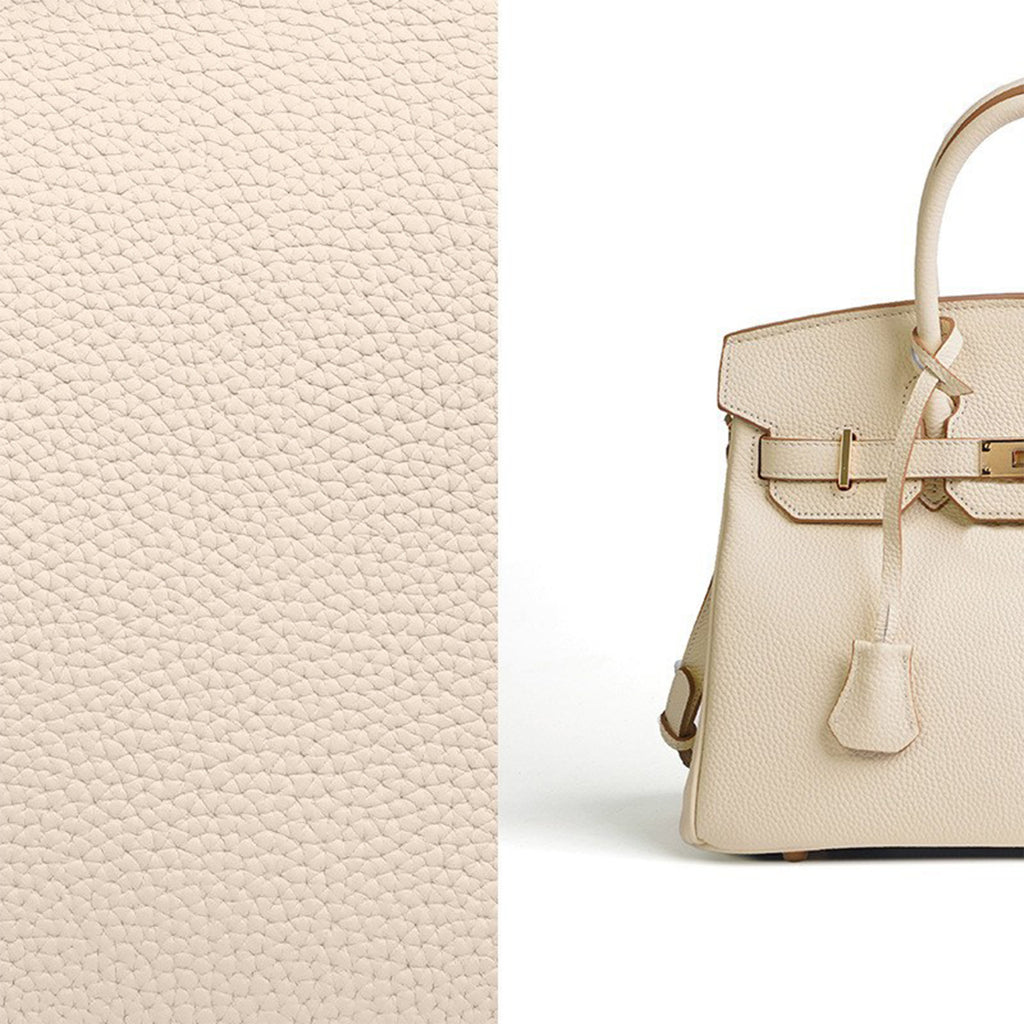 Luxury Cream Grained Leather Handbag | Gold Hardware