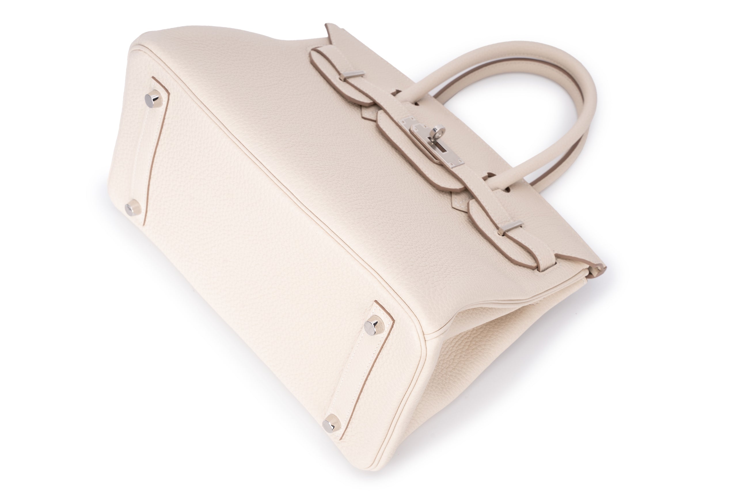 Ivory Top-Grain Leather Handbag for Women | Structured Designer Tote
