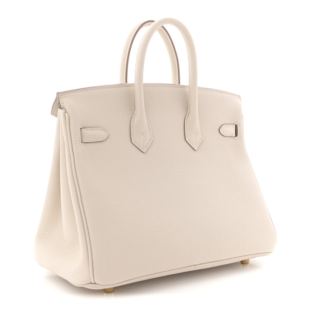 Luxury Cream Grained Leather Handbag | Gold Hardware