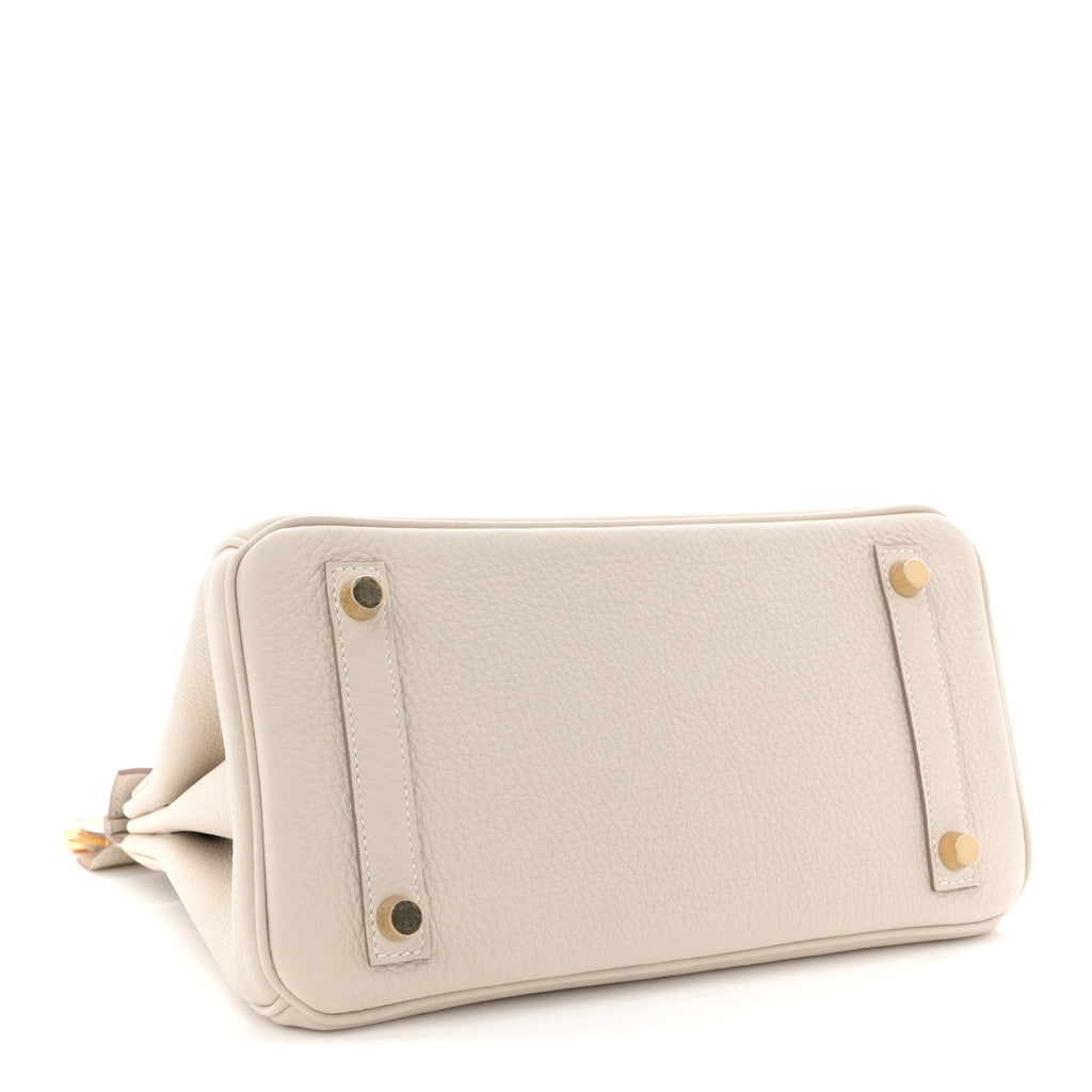 Luxury Cream Grained Leather Handbag | Gold Hardware