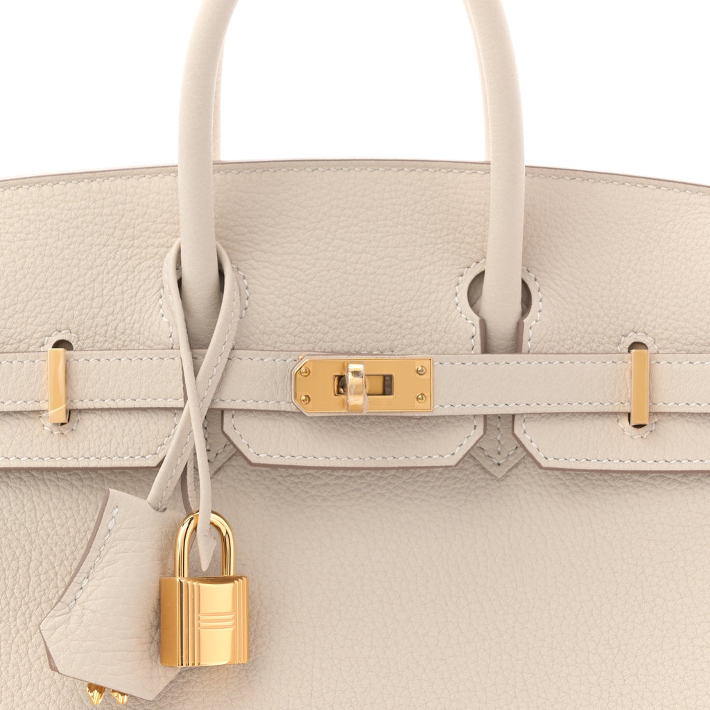 Luxury Cream Grained Leather Handbag | Gold Hardware