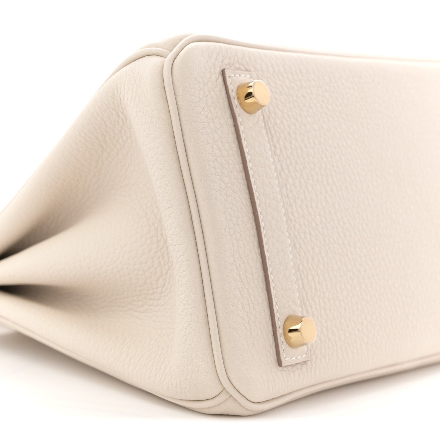 Luxury Cream Grained Leather Handbag | Gold Hardware