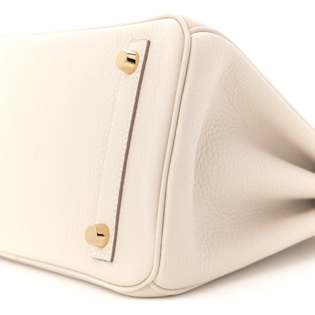 Luxury Cream Grained Leather Handbag | Gold Hardware