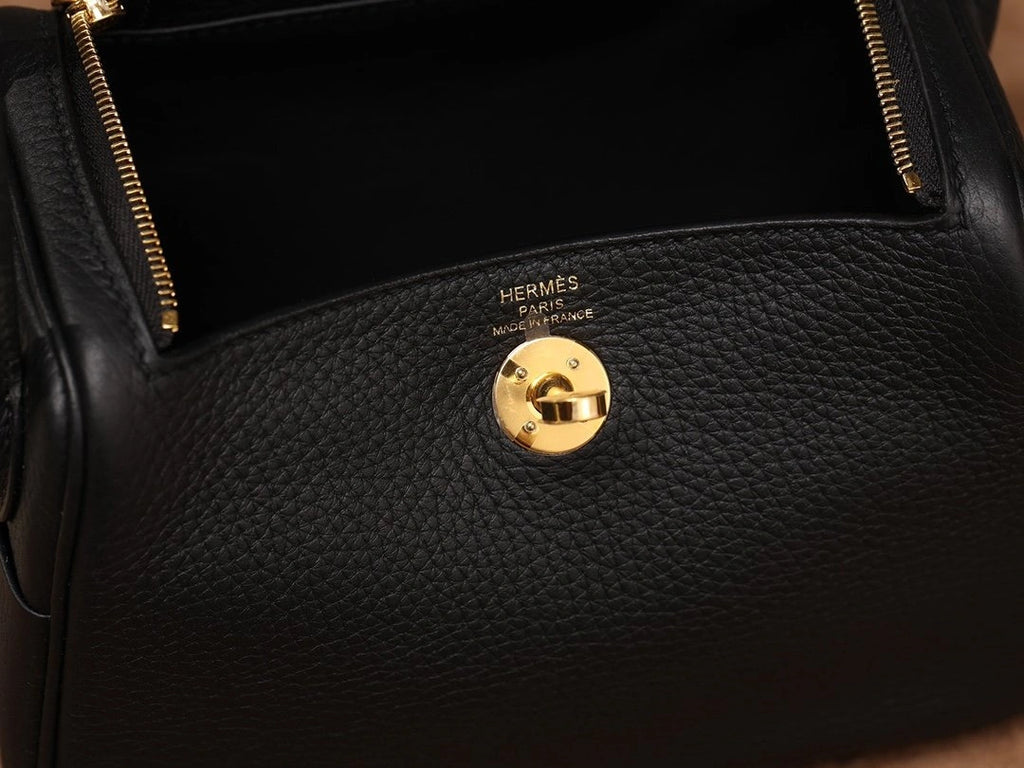 Luxury Designer Leather Handbag 19cm | Deep Black Pebbled Genuine Leather
