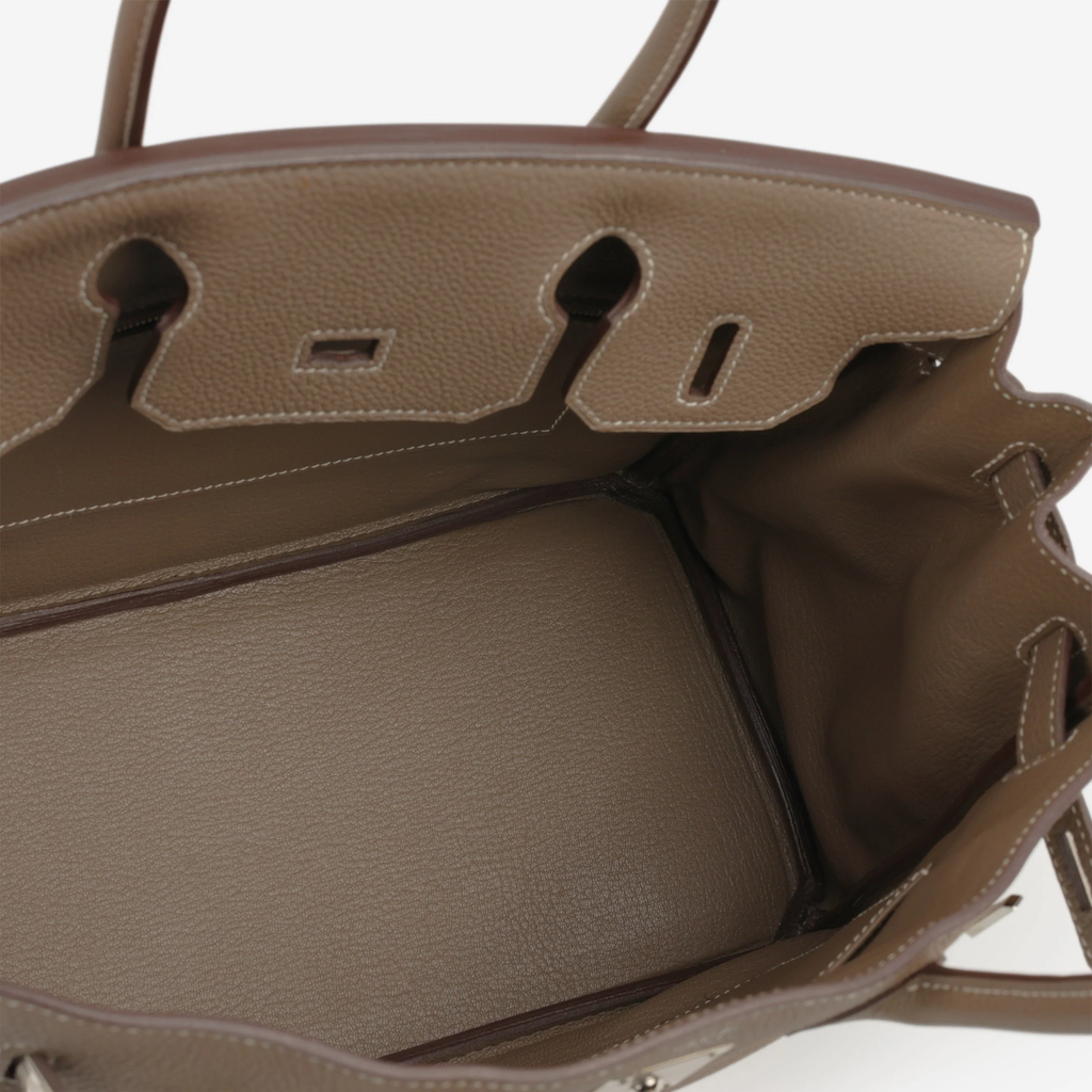 Taupe Grained Leather Handbag for Women | Soft-Structured City Tote