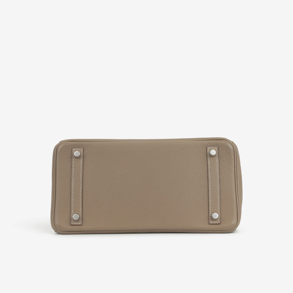 Taupe Grained Leather Handbag for Women | Soft-Structured City Tote