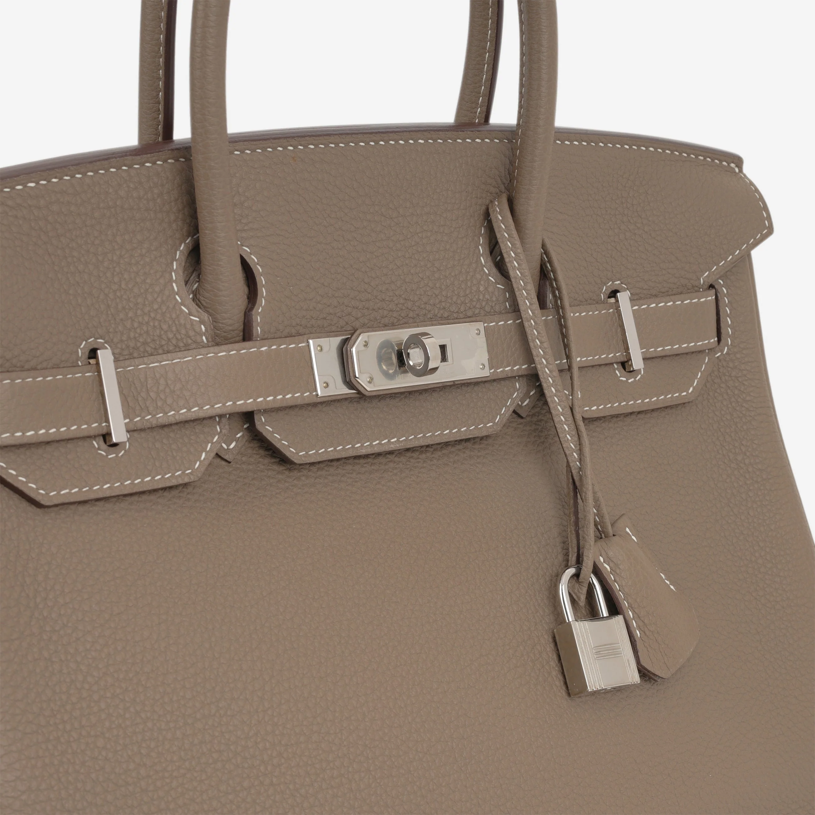 Taupe Grained Leather Handbag for Women | Soft-Structured City Tote