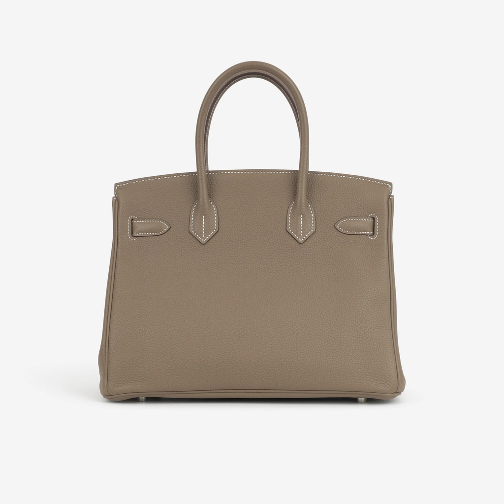 Taupe Grained Leather Handbag for Women | Soft-Structured City Tote
